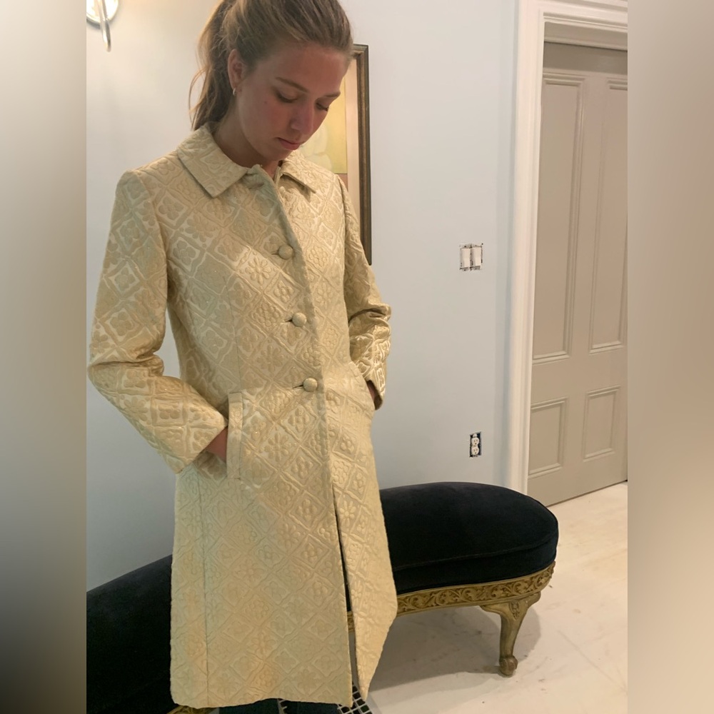 Vintage Gold and Cream Brocade  Dynasty Coat.50’s, 60’s Jackie O.